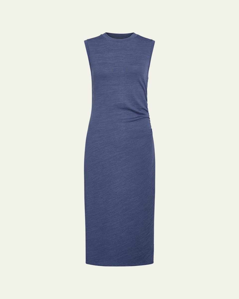 Sleeveless Waist-Gathered Midi Dress